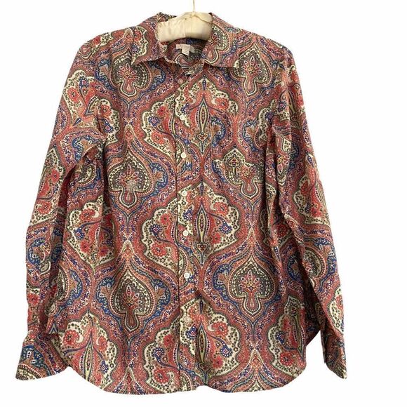 Talbots Paisley Light Cotton Blouse Medium Petite - Picture 1 of 6